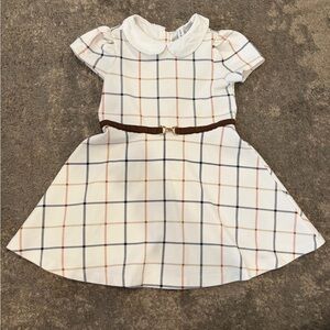 Janie and Jack Plaid Pink, White and Brown Kids Dress